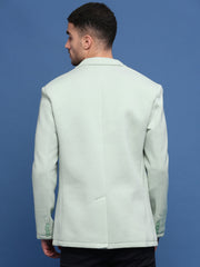 Men Sea Green Slim Fit Single Breasted Blazer-EX-MettyA-Seagreen