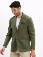 Men Solid Green Single Breasted Blazer-EX-MettyB-Green