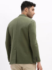 Men Solid Green Single Breasted Blazer-EX-MettyB-Green