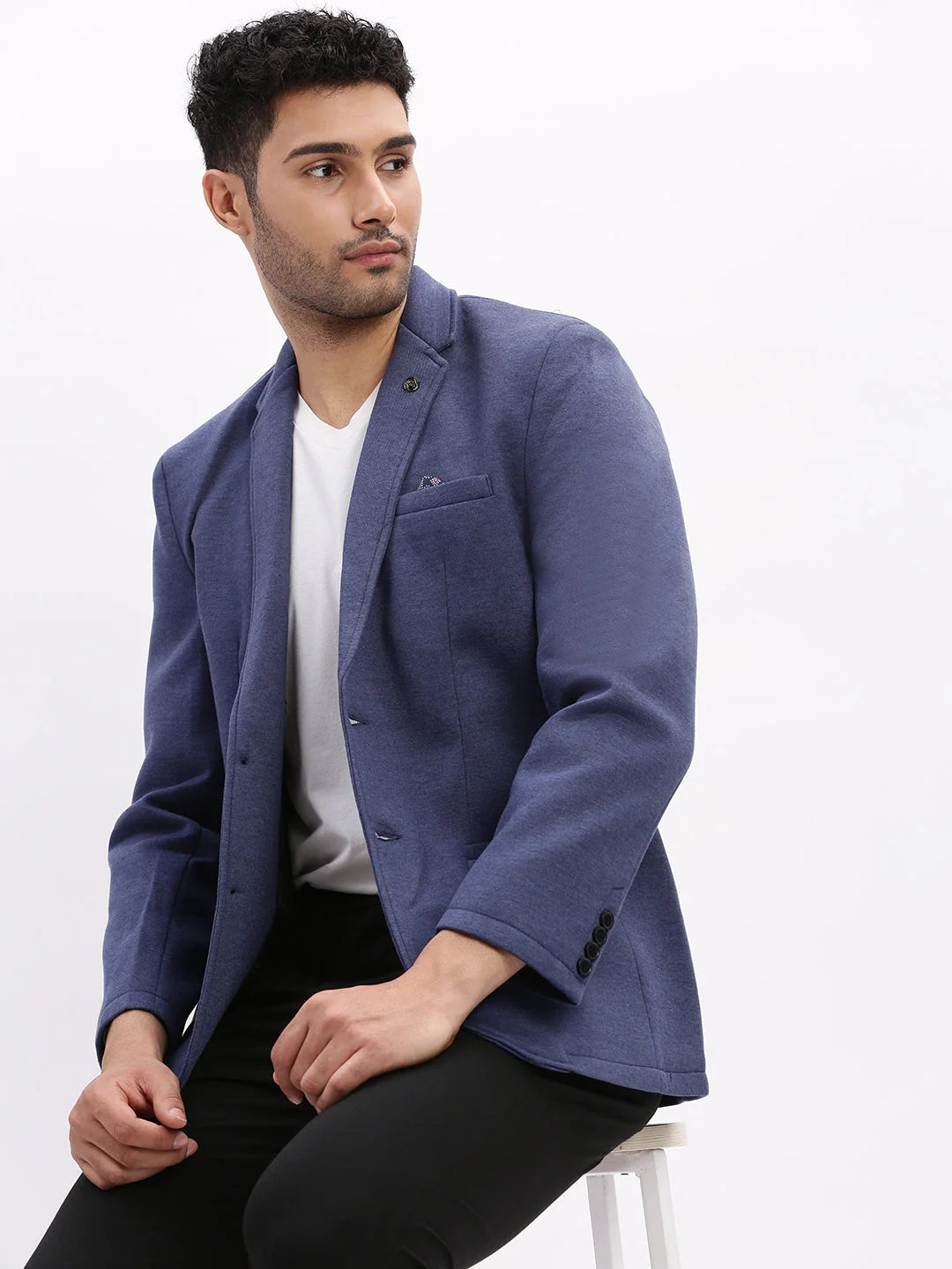 Blue Cotton Solid Nehru Jacket | Men's Ethnic Jackets DesiQlo