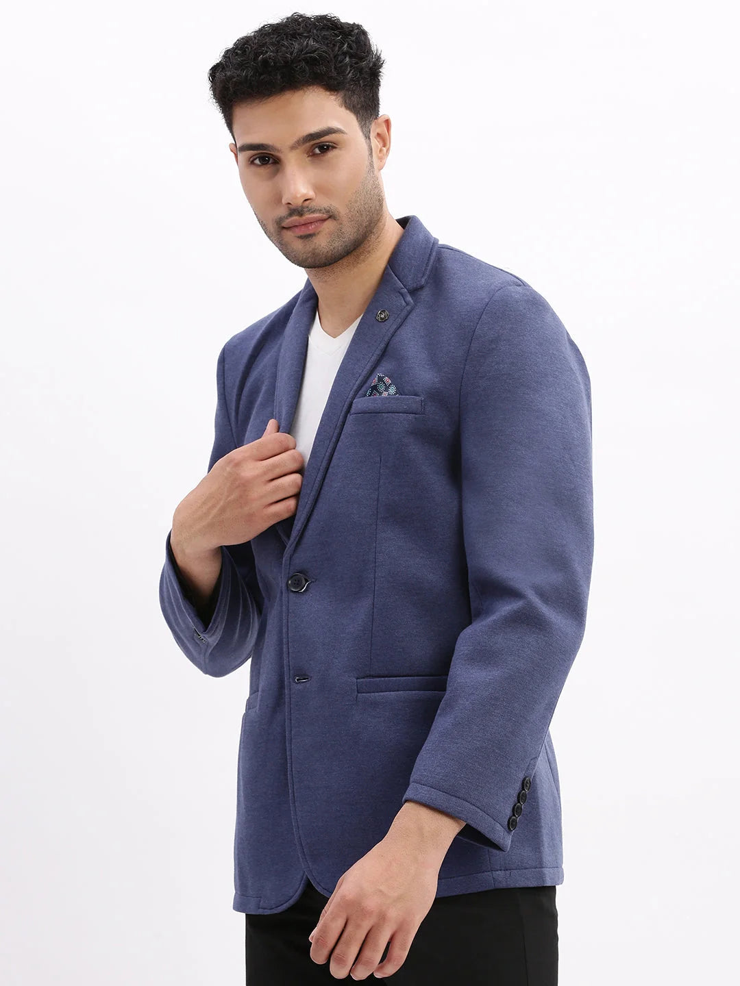 Blue Cotton Solid Nehru Jacket | Men's Ethnic Jackets DesiQlo