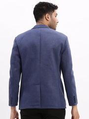 Men Solid Blue Single Breasted Blazer-EX-MettyC-Blue