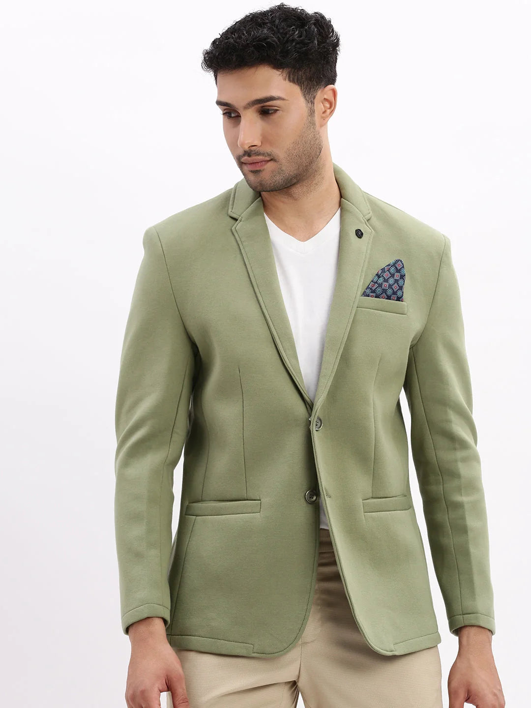 Men's Solid Green Blazer - Stylish Ethnic Wear, Modi Jacket Look