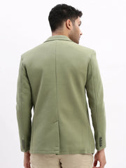Men Solid Green Single Breasted Blazer-EX-MettyC-Green