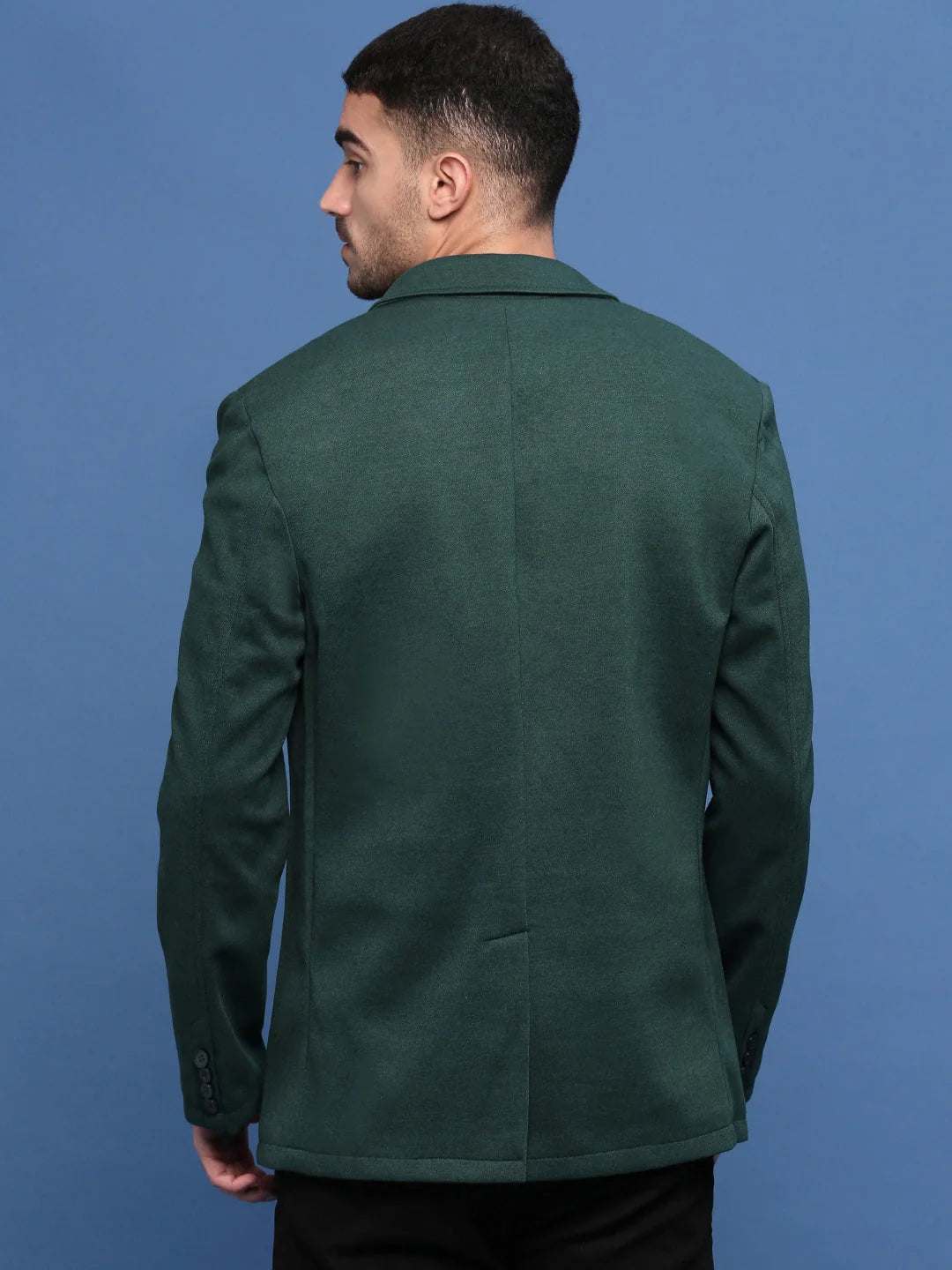 Green Slim Fit Blazer - Cotton Nehru Jacket for Men's Ethnic Wear