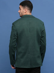 Men Green Slim Fit Single Breasted Blazer-EX-MettyD-Green