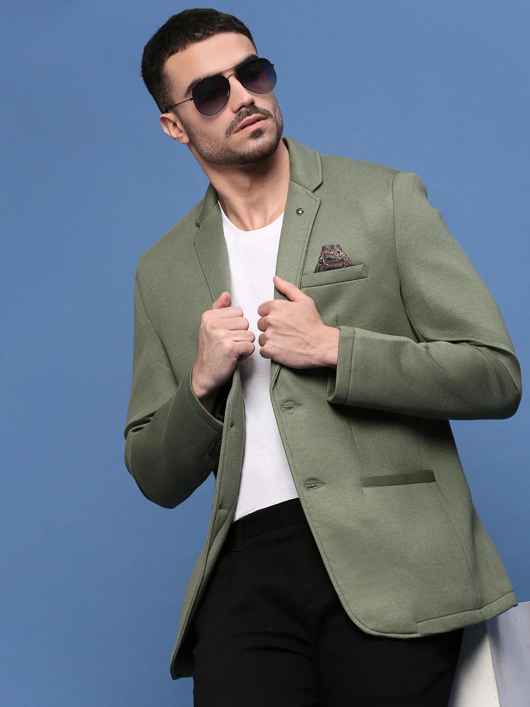 Green Nehru Jacket for Men: Slim Fit Ethnic Wear | DesiQlo