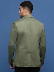 Men Green Slim Fit Single Breasted Blazer-EX-MettyE-Green