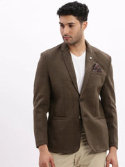 Men Solid Olive Single Breasted Blazer-EX-Metty-Olive
