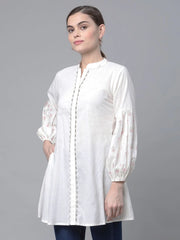 Off White Pure Cotton Printed Tunic-AHTUCOPG-8060