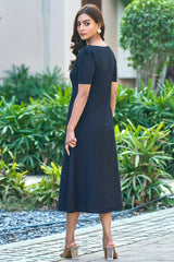 Elegant casual resort wear black dress-CL-SW-3085