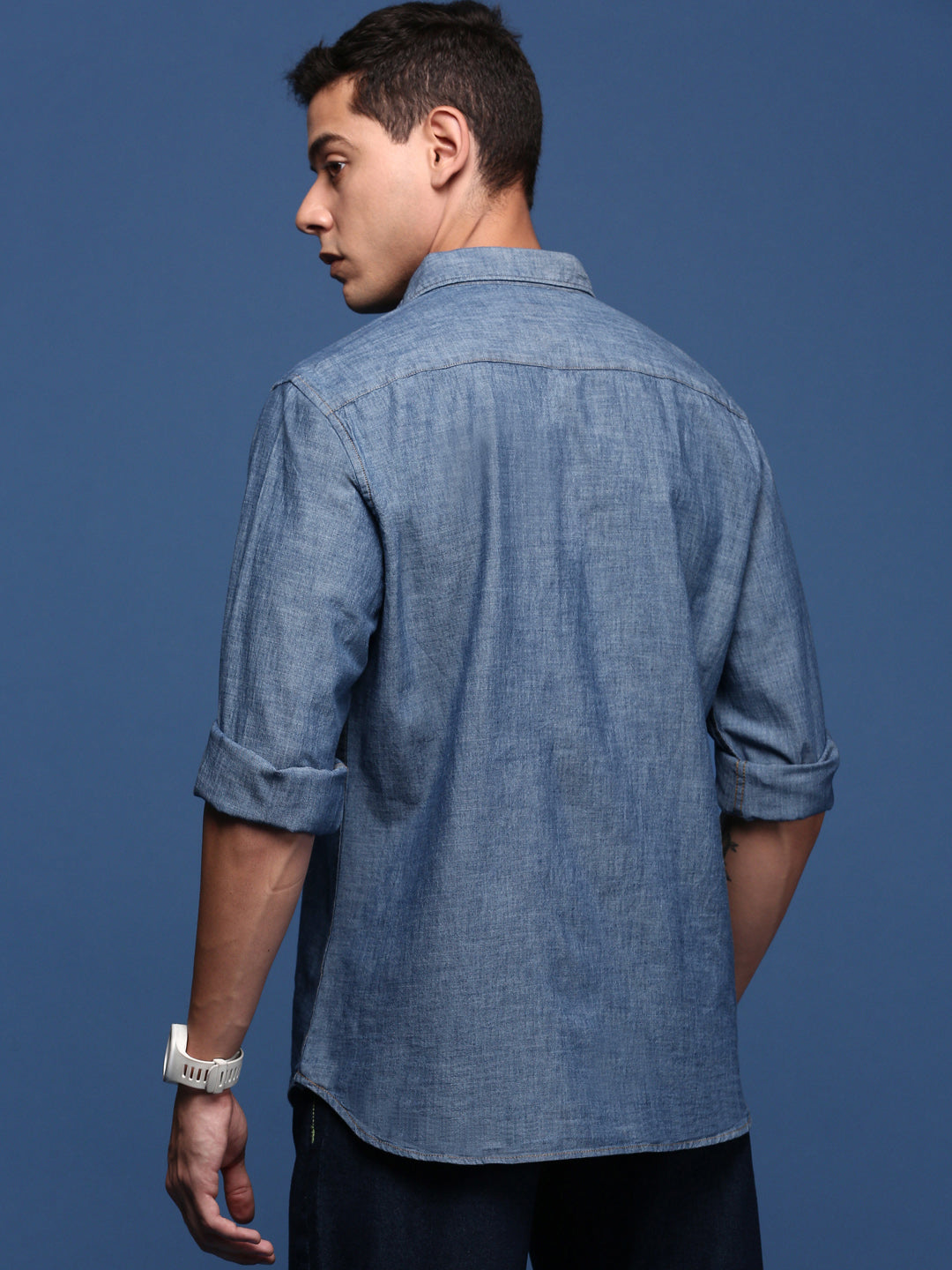 Solid Blue Slim Fit Mens Shirt | Cotton Shirt by DesiQlo