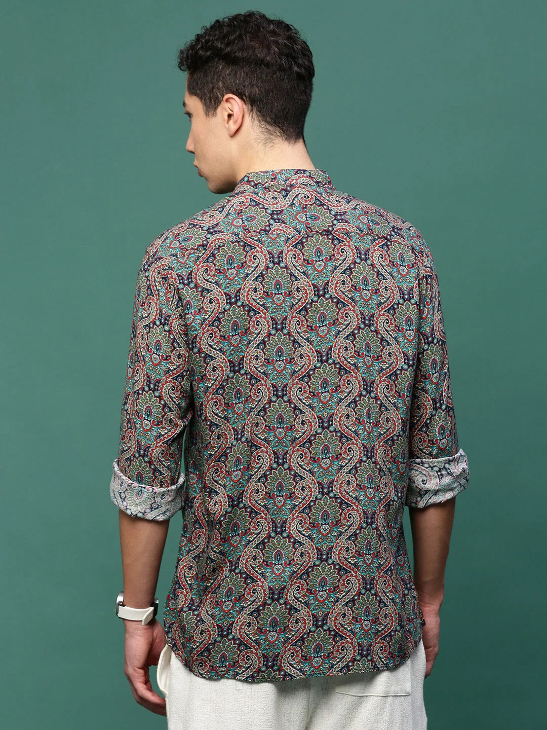 Navy Blue Graphic Mens Shirt - Slim Fit Cotton Shirt | DesiQlo