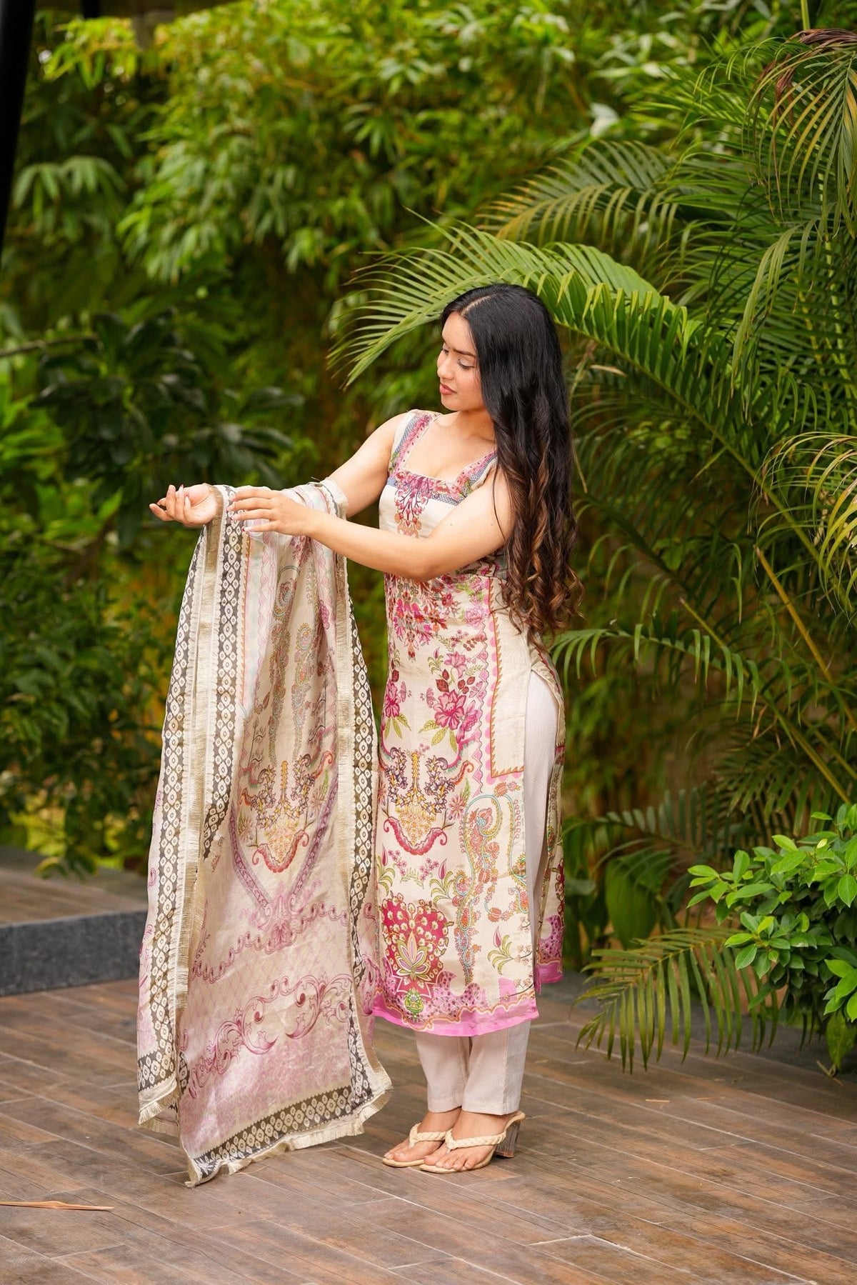 Crepe Kurta Set for Women - Off White | MLWSHKS8891CRM