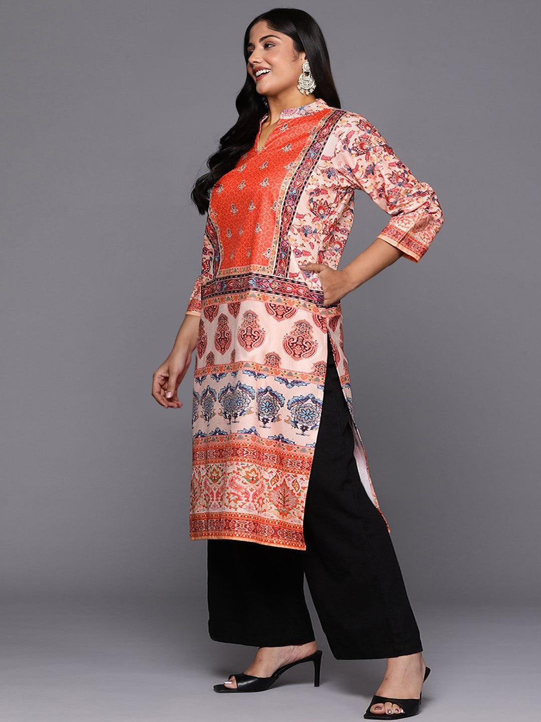 Printed Velvet Indian Kurtas: Gotta Patti Detail for Women