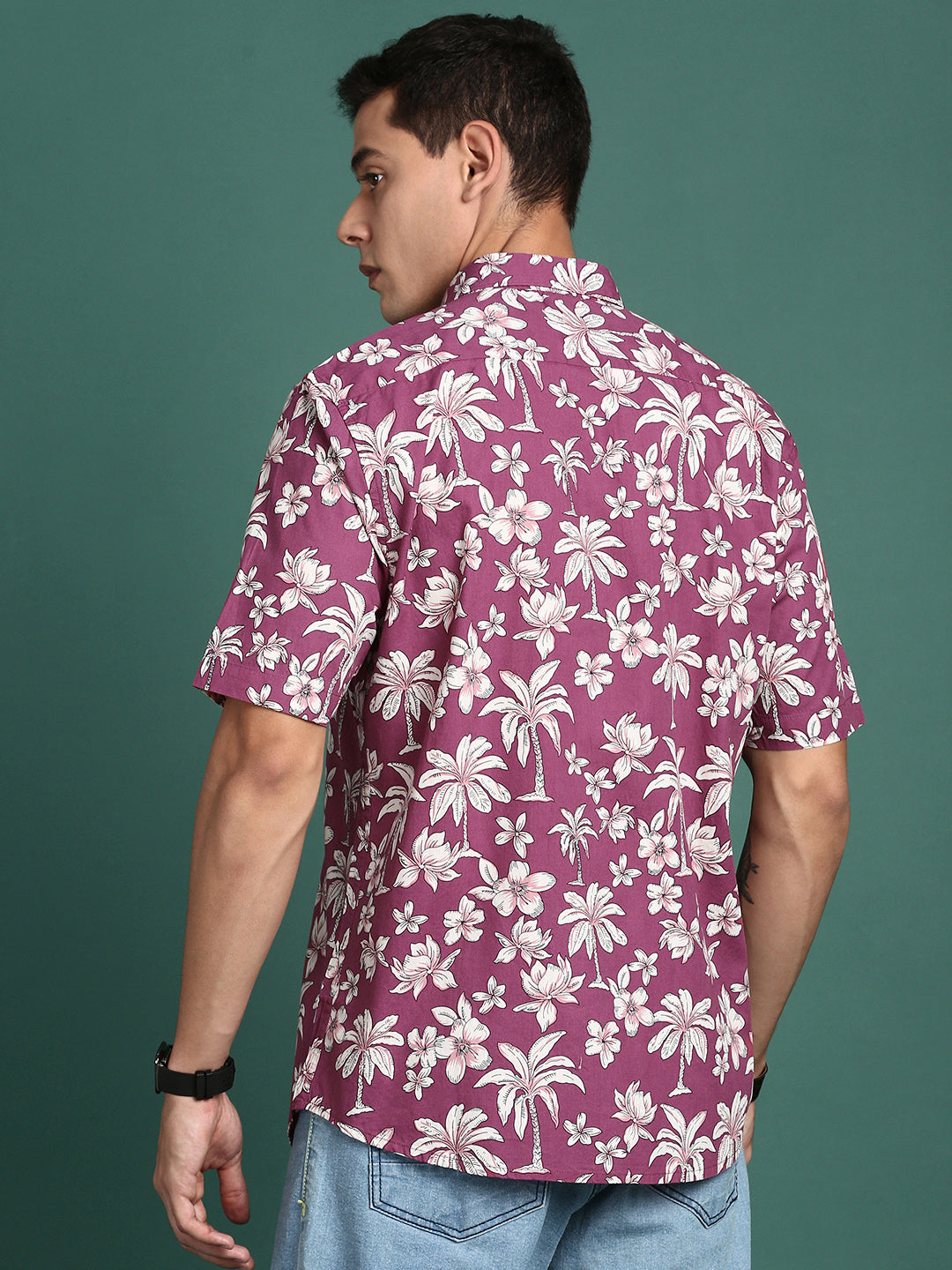 Floral Pink Slim Fit Mens Shirt | Printed Shirt by DesiQlo