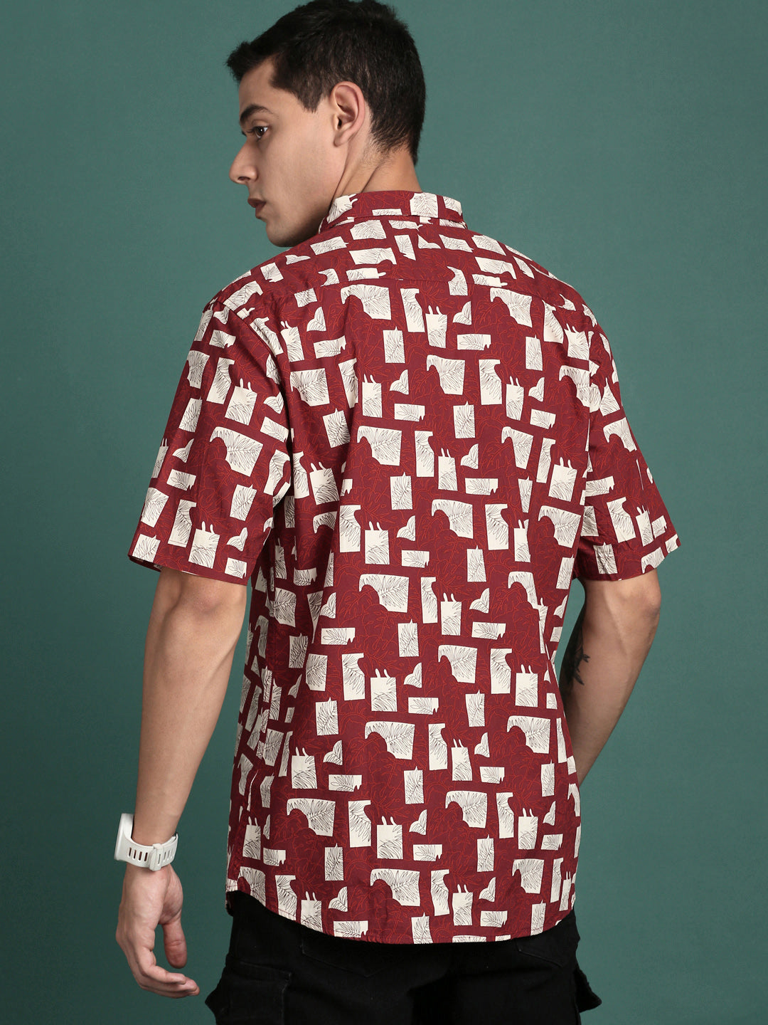 Floral Maroon Slim Fit Mens Shirt | Printed Shirt by DesiQlo