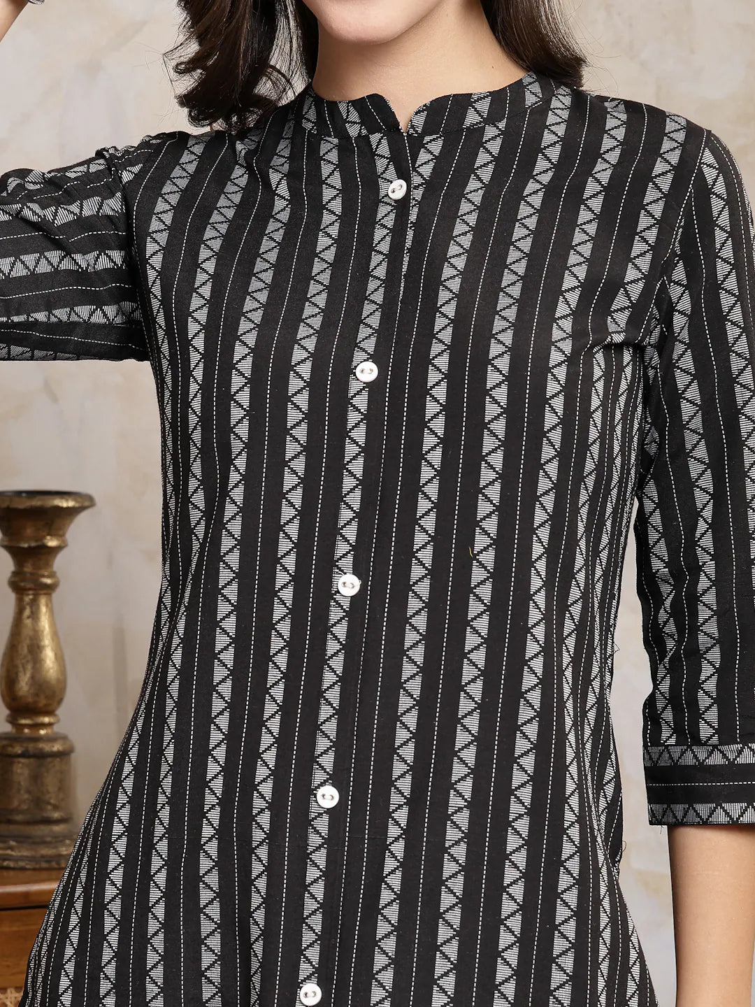 Cotton Blend Straight Kurta - Embroidered Indian Kurtis for Women