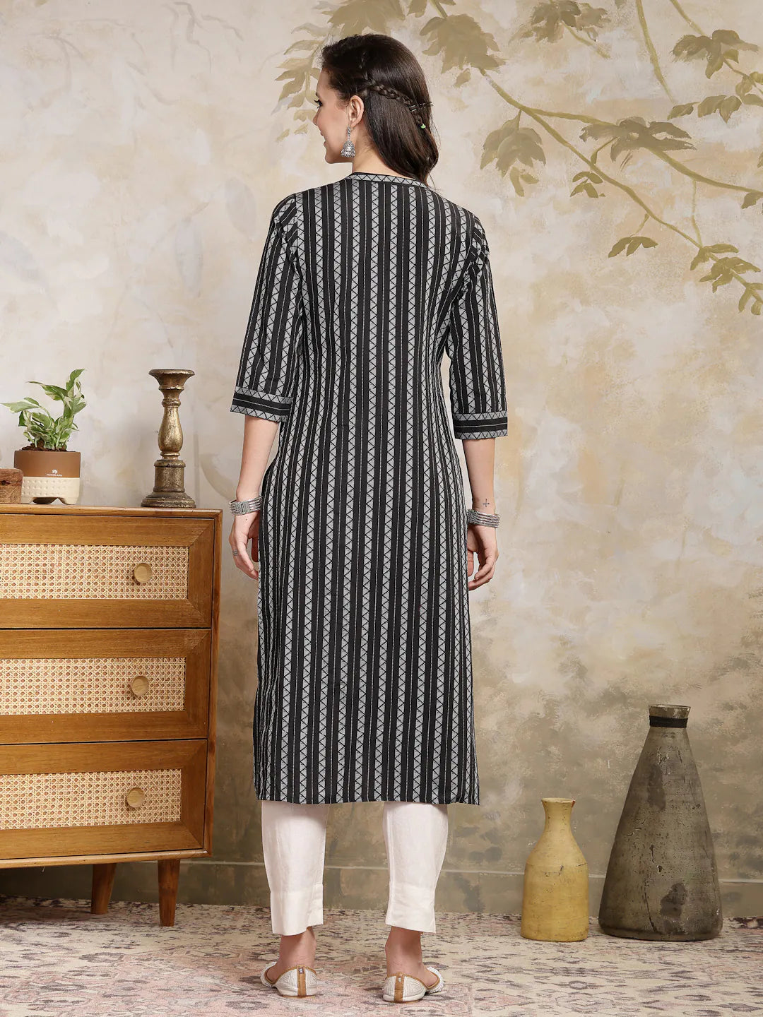 Cotton Blend Straight Kurta - Embroidered Indian Kurtis for Women