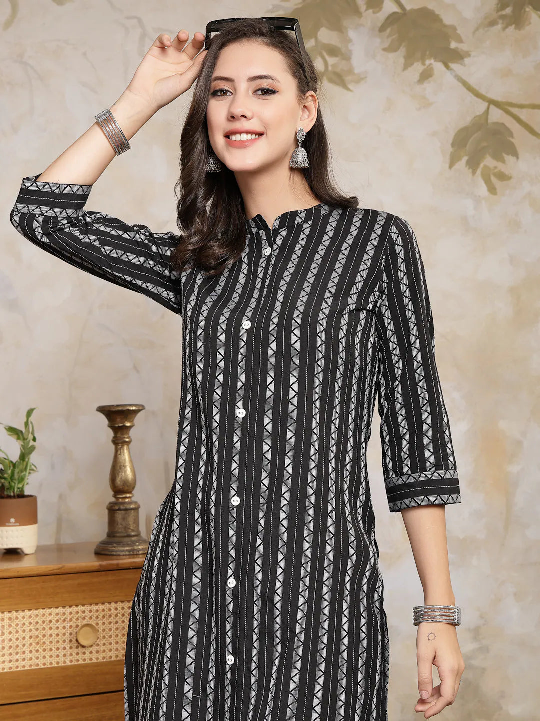 Cotton Blend Straight Kurta - Embroidered Indian Kurtis for Women