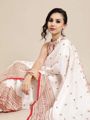 Women's Jute  White Embellished Designer Saree With Blouse Piece-FF0JUTHCA7006