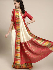 Women's Blend Red Printed Designer Saree With Blouse Piece-SOFIA2005