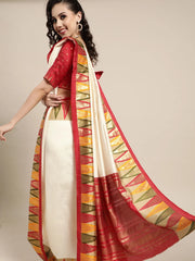 Women's Blend Red Printed Designer Saree With Blouse Piece-SOFIA2005