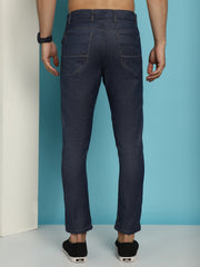 Men's Navy Blue Solid Cotton Casual Trouser ( FGP 277Navy )