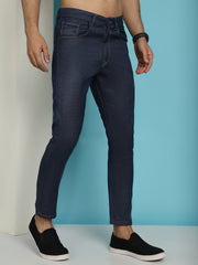 Men's Navy Blue Solid Cotton Casual Trouser ( FGP 277Navy )