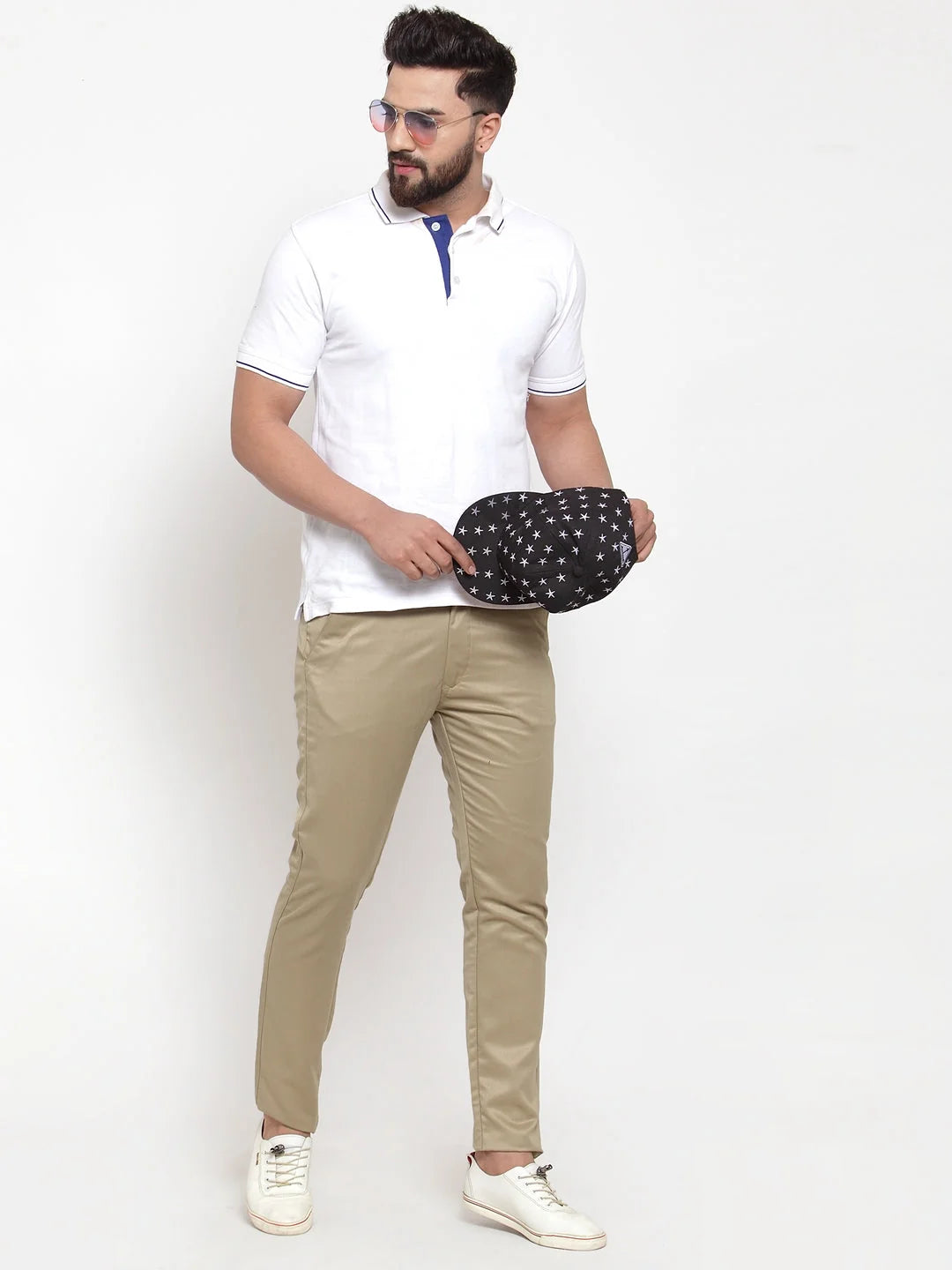 Beige Slim Fit Formal Trousers - Indian Needle Cotton Pants
