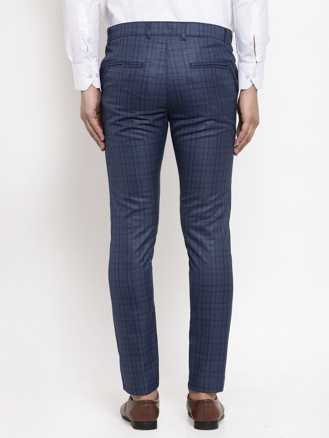 Navy Cotton Formal Trousers - Indian Needle Menswear