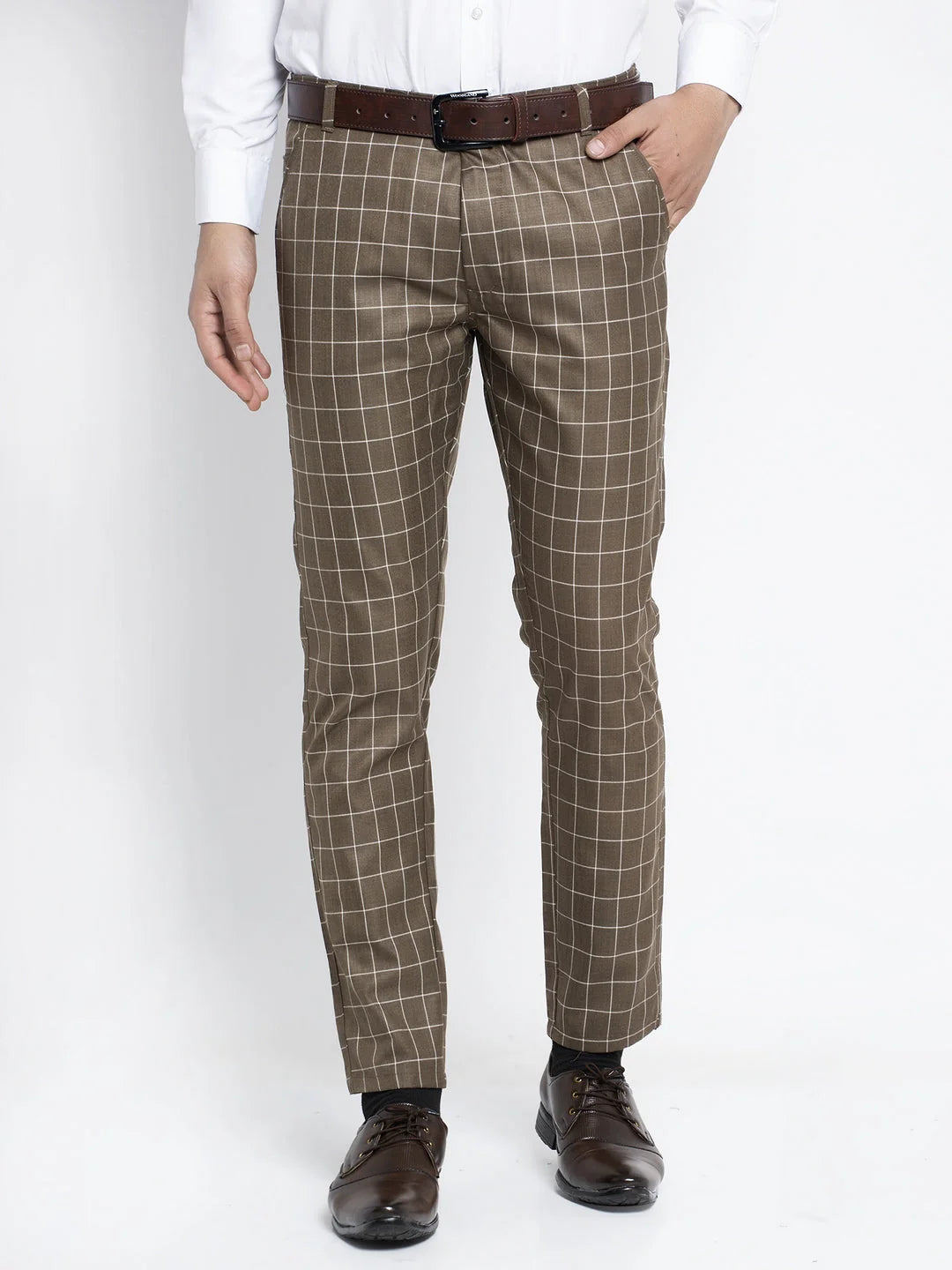 Trending Indian Needle Men's Brown Formal Trousers - Cotton Pants