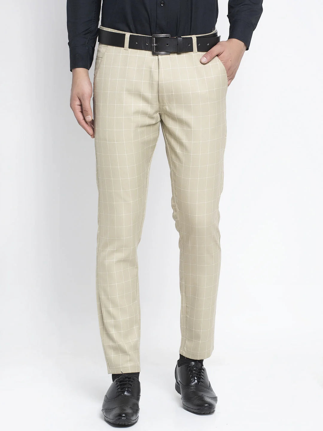 Cream Formal Trousers for Men - Indian Needle Cotton Pants