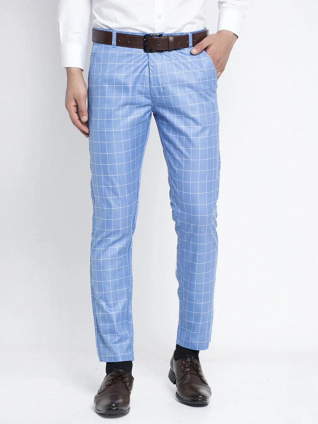 Indian Needle Men's Blue Formal Trousers