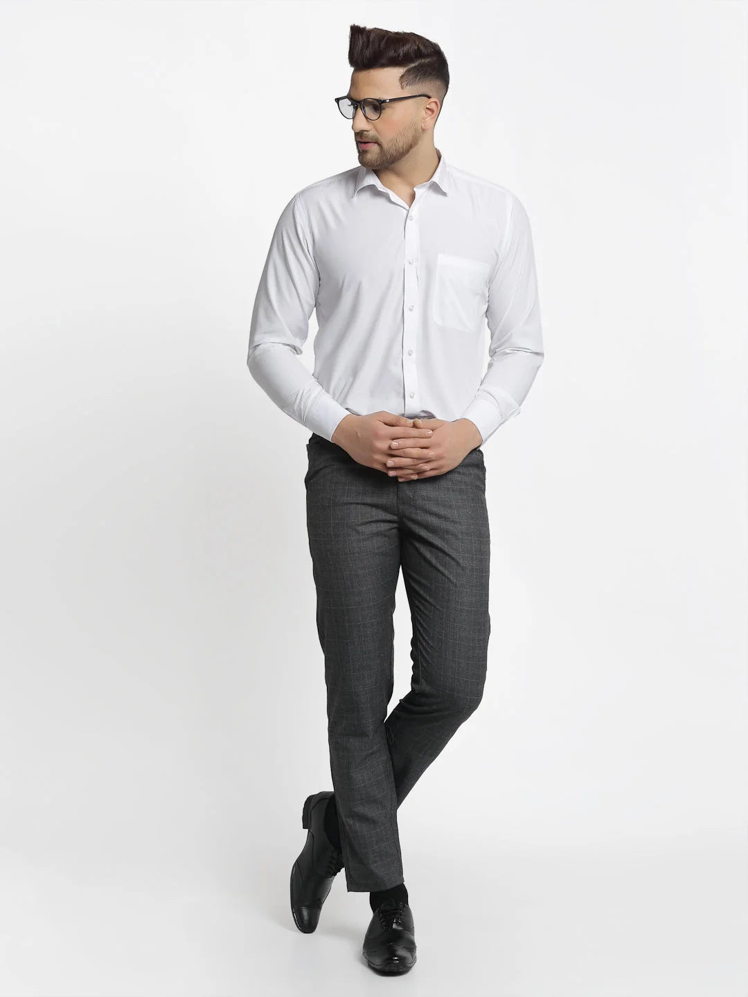 Indian Needle Men's Cotton Solid Formal Trousers | Cotton Pants