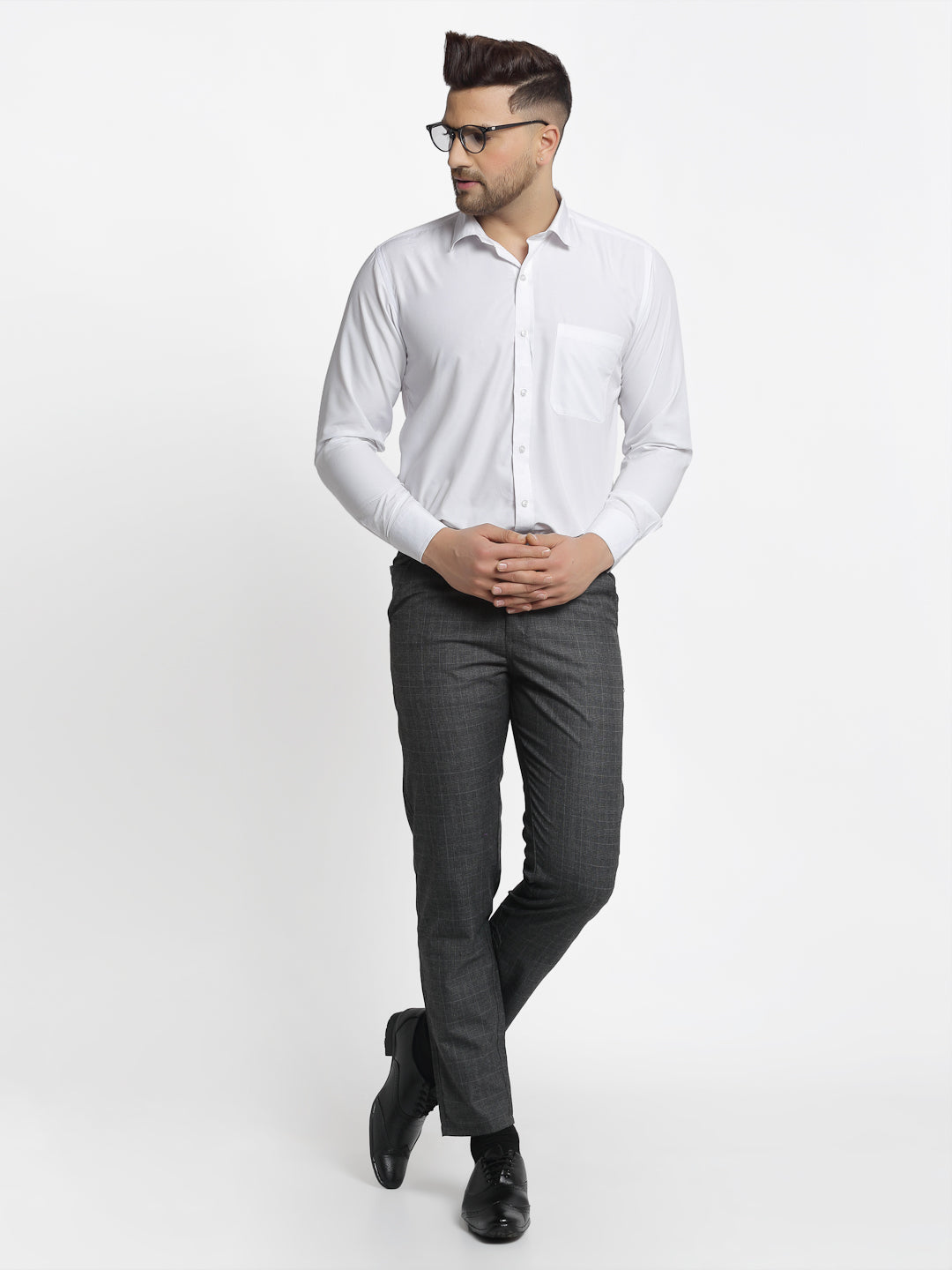 Indian Needle Men's Cotton Solid Formal Trousers | Cotton Pants