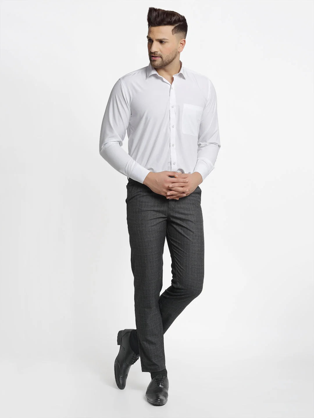 Indian Needle Men's Cotton Solid Formal Trousers | Cotton Pants