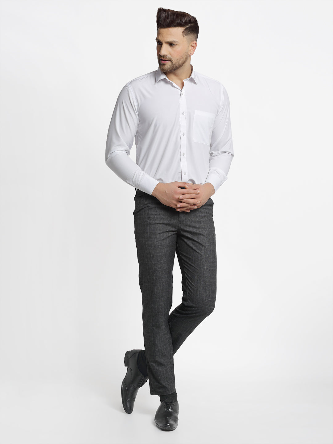 Indian Needle Men's Cotton Solid Formal Trousers | Cotton Pants
