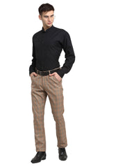 DesiQlo Men's Brown Cotton Checked Formal Trousers ( FGP 267Brown )