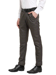 Indian Needle Men's Black Cotton Solid Formal Trousers