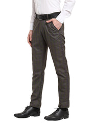 Indian Needle Men's Black Cotton Solid Formal Trousers