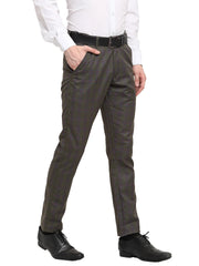 Indian Needle Men's Black Cotton Solid Formal Trousers