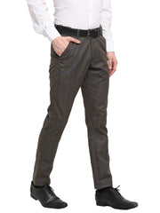 Indian Needle Men's Black Cotton Solid Formal Trousers