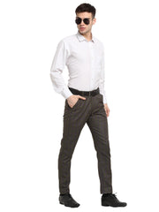 Indian Needle Men's Black Cotton Solid Formal Trousers