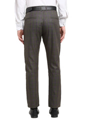 Indian Needle Men's Black Cotton Solid Formal Trousers