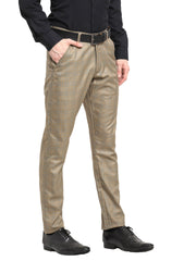 Indian Needle Men's Grey Cotton Solid Formal Trousers