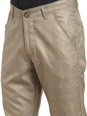 Indian Needle Men's Grey Cotton Solid Formal Trousers