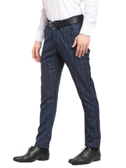 Indian Needle Men's Purple Cotton Solid Formal Trousers