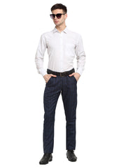 Indian Needle Men's Purple Cotton Solid Formal Trousers