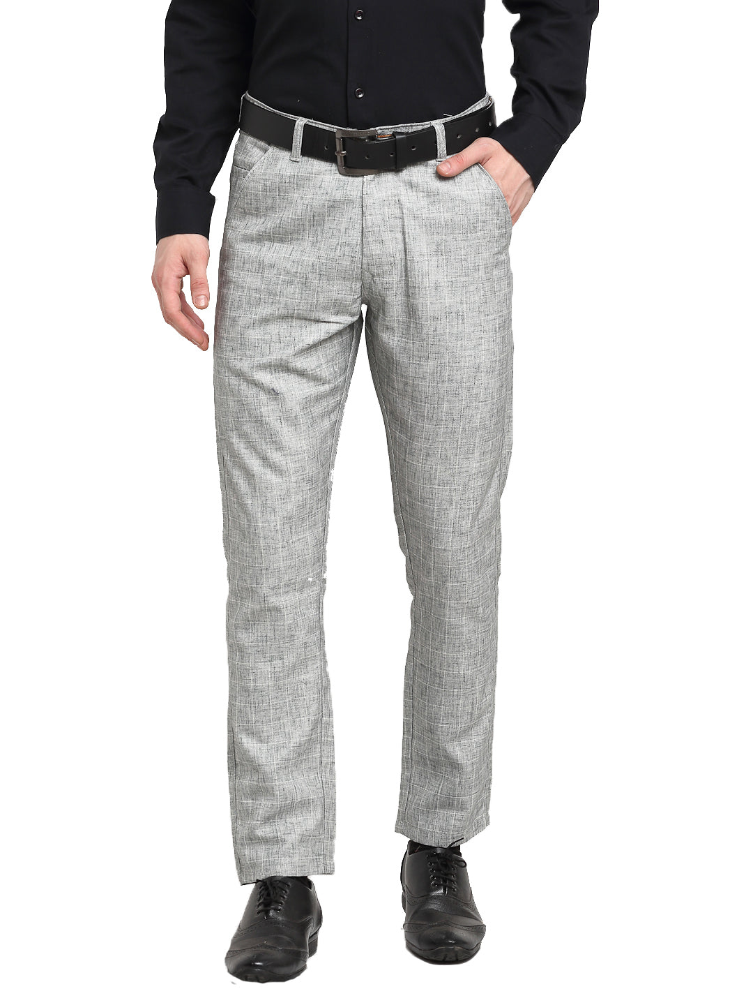 DesiQlo Men's Grey Cotton Solid Formal Trousers ( FGP 268Grey )
